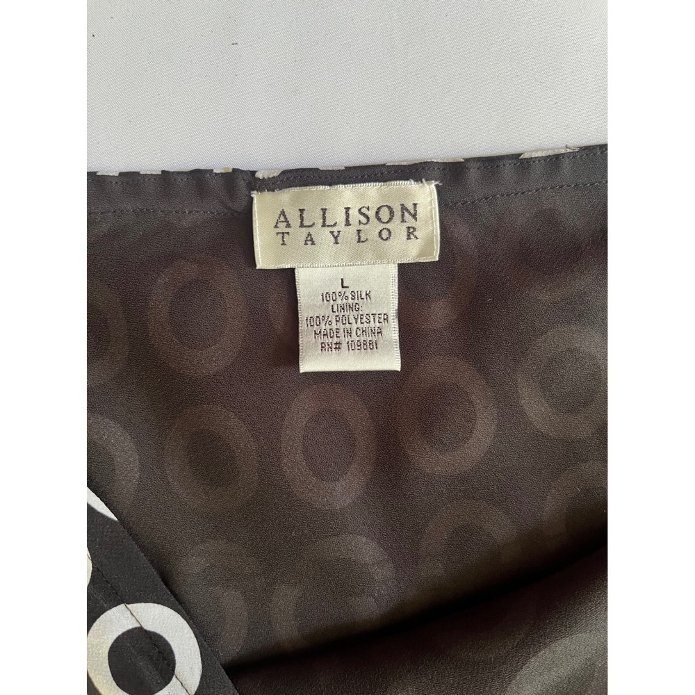 Allison Taylor 100% Silk A-Line Skirt Large Black White Geometric Circle Print - Picture 6 of 6